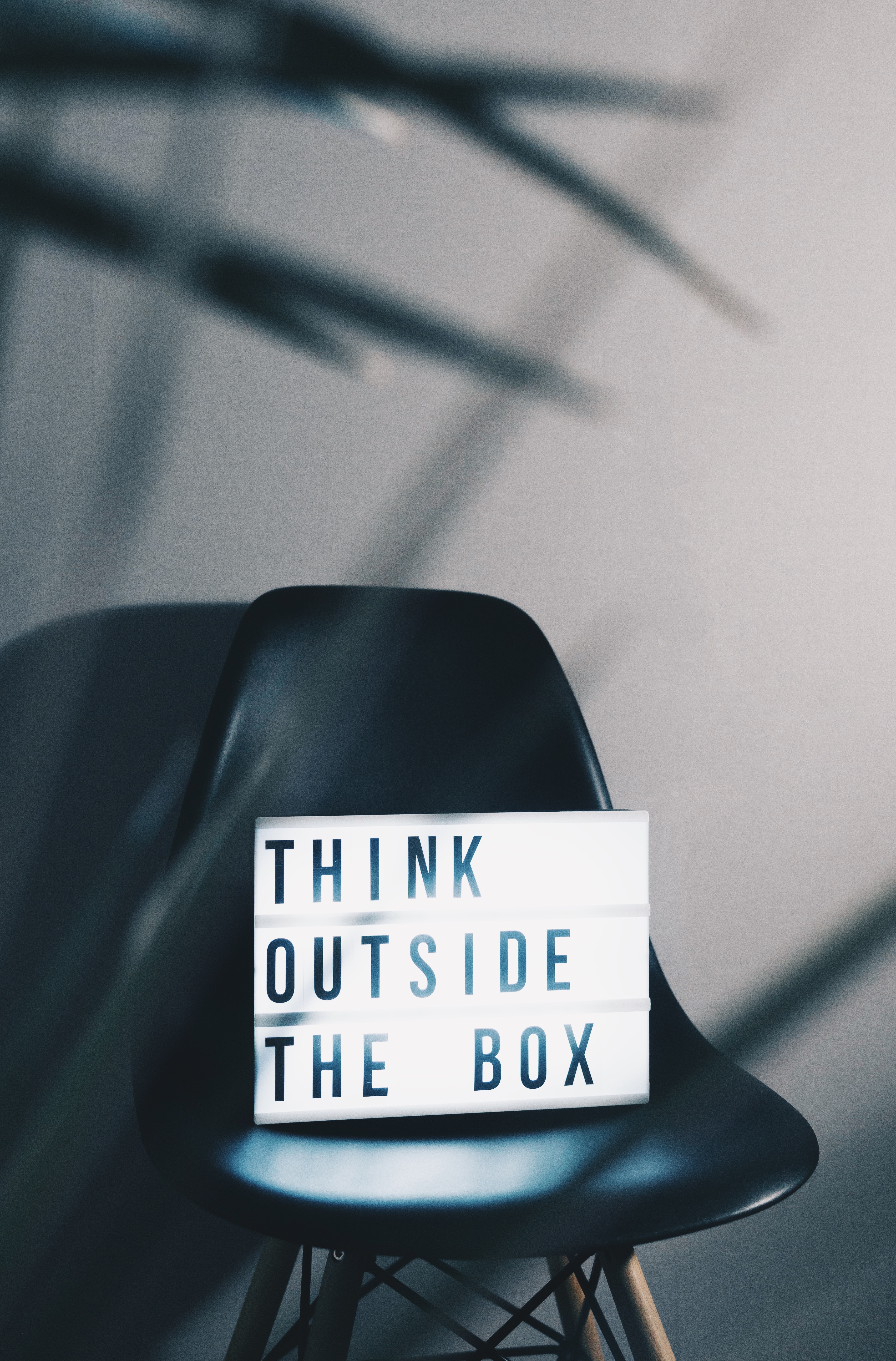 Computer with a saying that says think outside the box